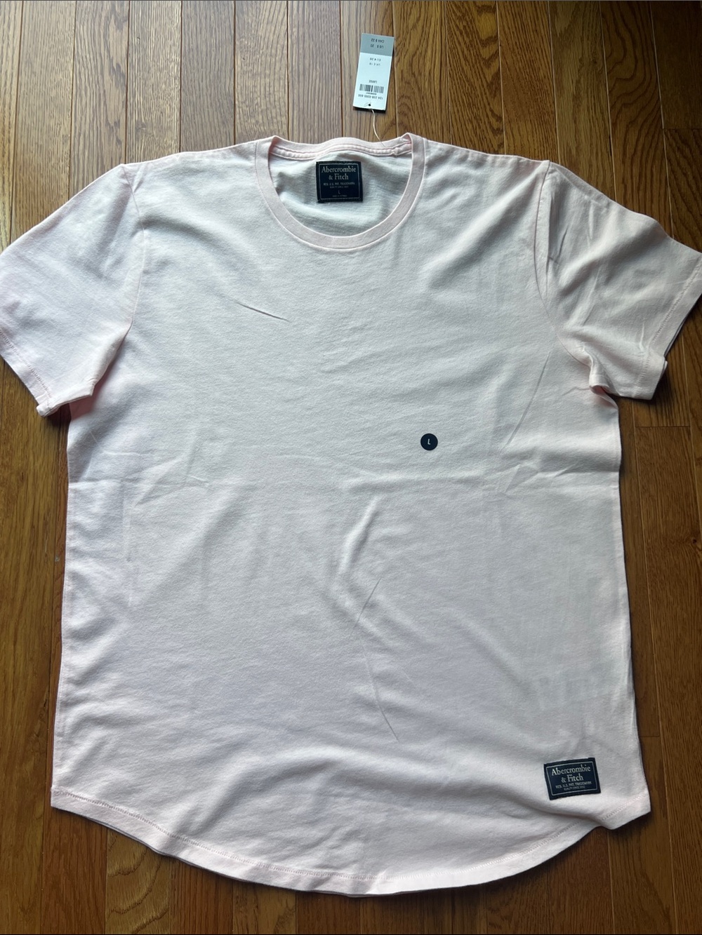 Abercrombie & Fitch Men's Light Pink Short Sleeve Crew Tee